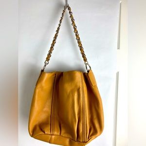 Crème color leather Calvin Klein shoulder bag